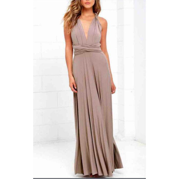 CREAMTOPMALL Russian dress high sense export temperament women's long dress sleeveless cross-back strap waist women's long dress