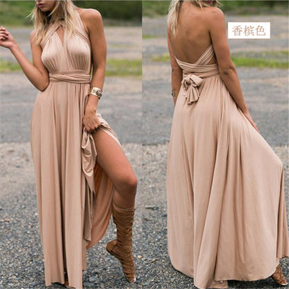 CREAMTOPMALL Nordic women's clothing multi-wear cross backless bandage sexy women's long dress pure desire shoulder high-end dress