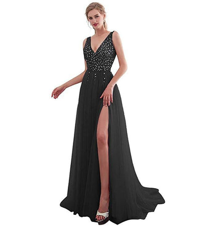 CREAMTOPMALL 2025 sexy dress backless deep V sequins elegant hanging  street shot aura women's high-end banquet dress