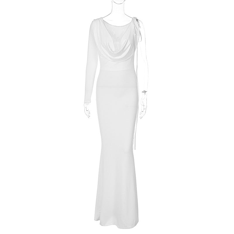 CREAMTOPMALL [Aristocratic temperament] High-end deep V original backless shoulder sexy dress 2025 trade 2025  evening dress