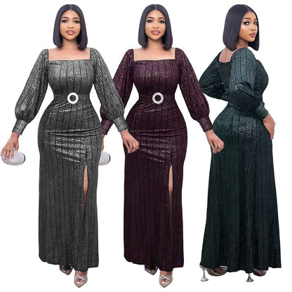 CREAMTOPMALL 2025 large-size dress fat mm220 women's clothing celebrity hip-wrapped long dress  elegant high-end light dress