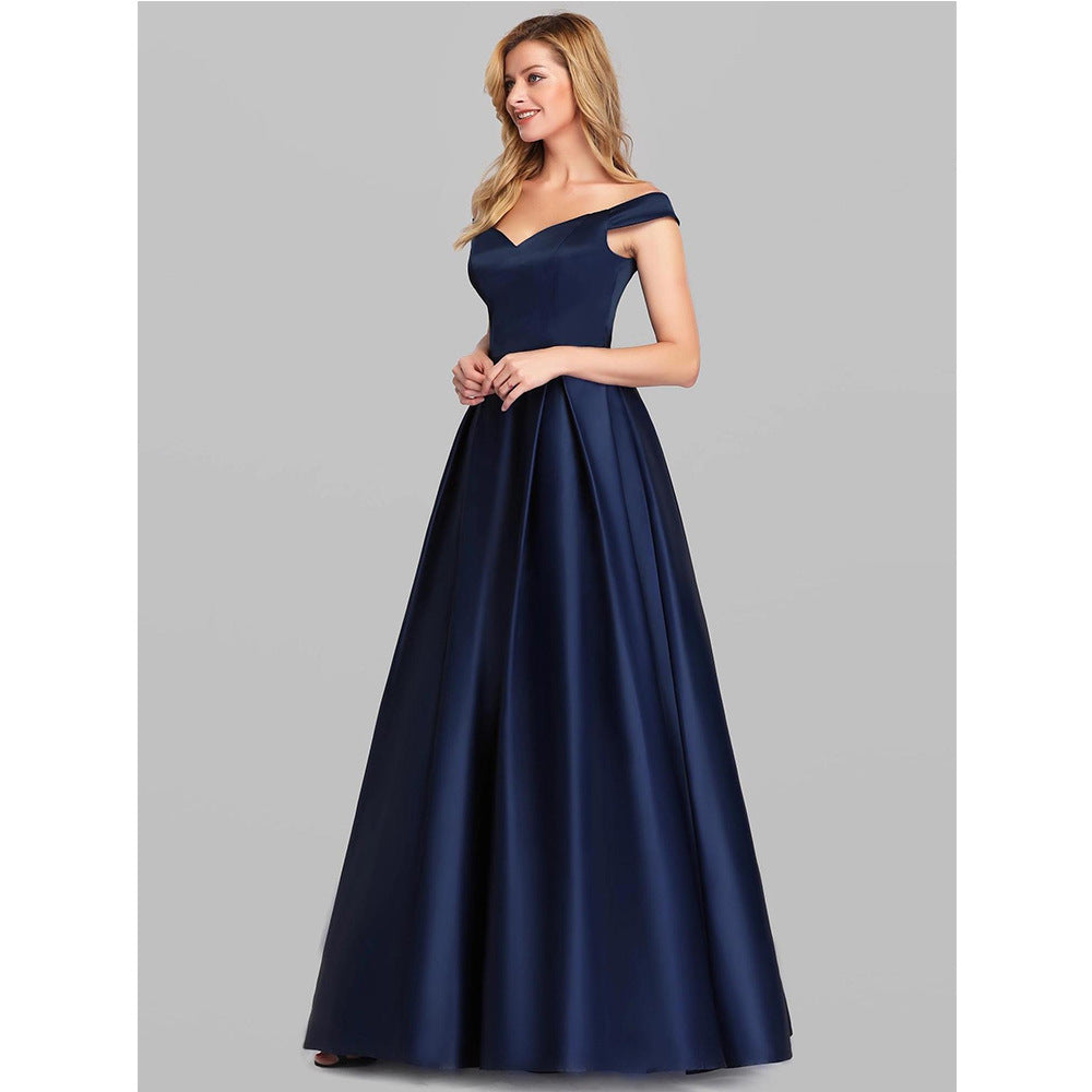 CREAMTOPMALL High-end bright color long dress sleeveless solid color retro high-end beautiful reception court style dress skirt