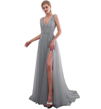 CREAMTOPMALL 2025 sexy dress backless deep V sequins elegant hanging  street shot aura women's high-end banquet dress