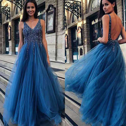 CREAMTOPMALL 2025 sexy dress backless deep V sequins elegant hanging  street shot aura women's high-end banquet dress