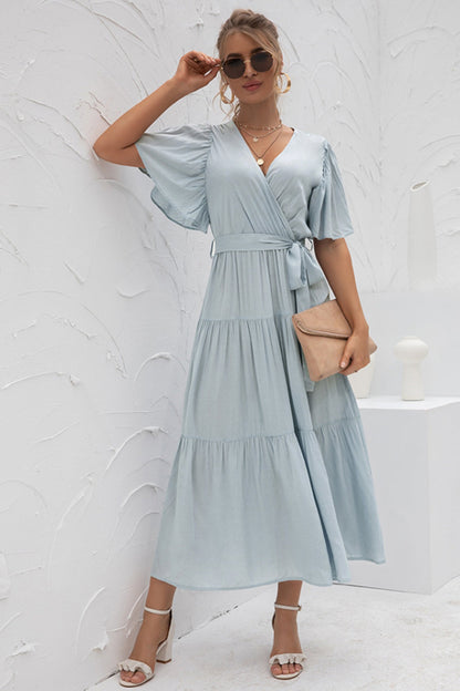 Creamtopmall V-Neck Patchwork Long Dress