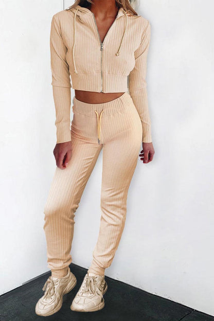 creamtopmall Solid Color Zipper Long Sleeve Jumpsuit