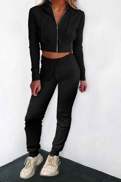 creamtopmall Solid Color Zipper Long Sleeve Jumpsuit