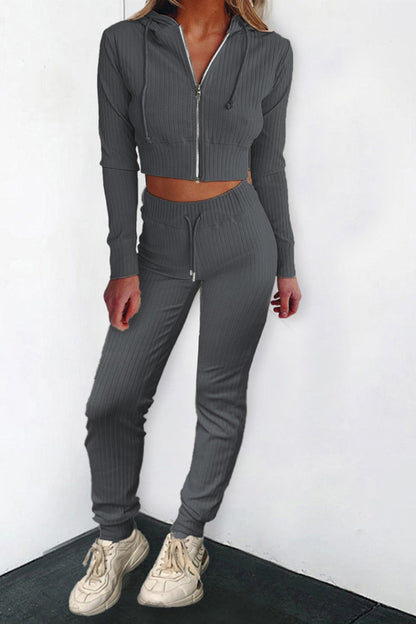 creamtopmall Solid Color Zipper Long Sleeve Jumpsuit