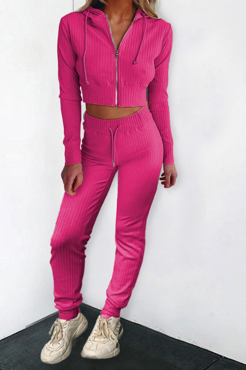 creamtopmall Solid Color Zipper Long Sleeve Jumpsuit