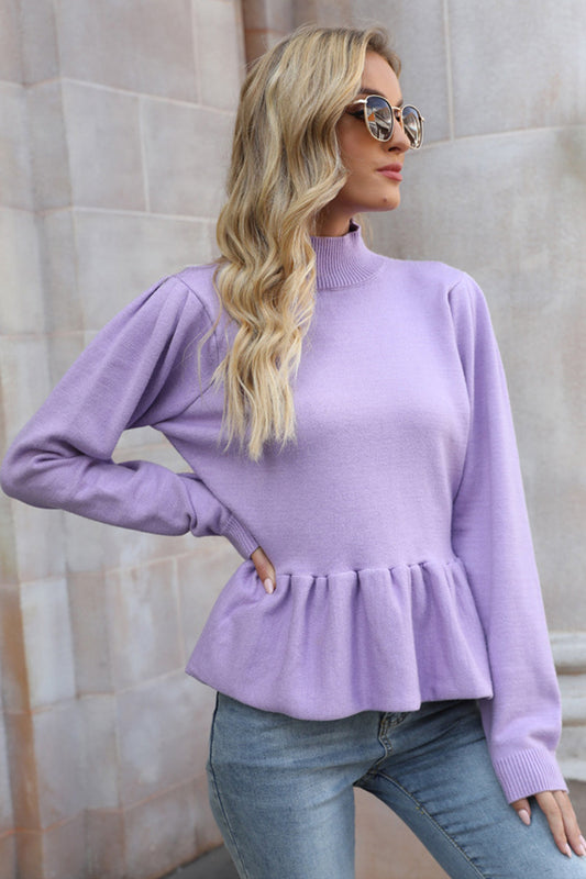 Creamtopmall Bat Sleeve Knit Solid Color Pullover