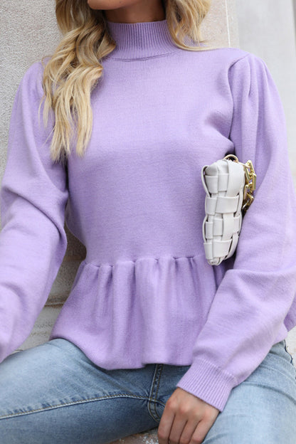 Creamtopmall Bat Sleeve Knit Solid Color Pullover