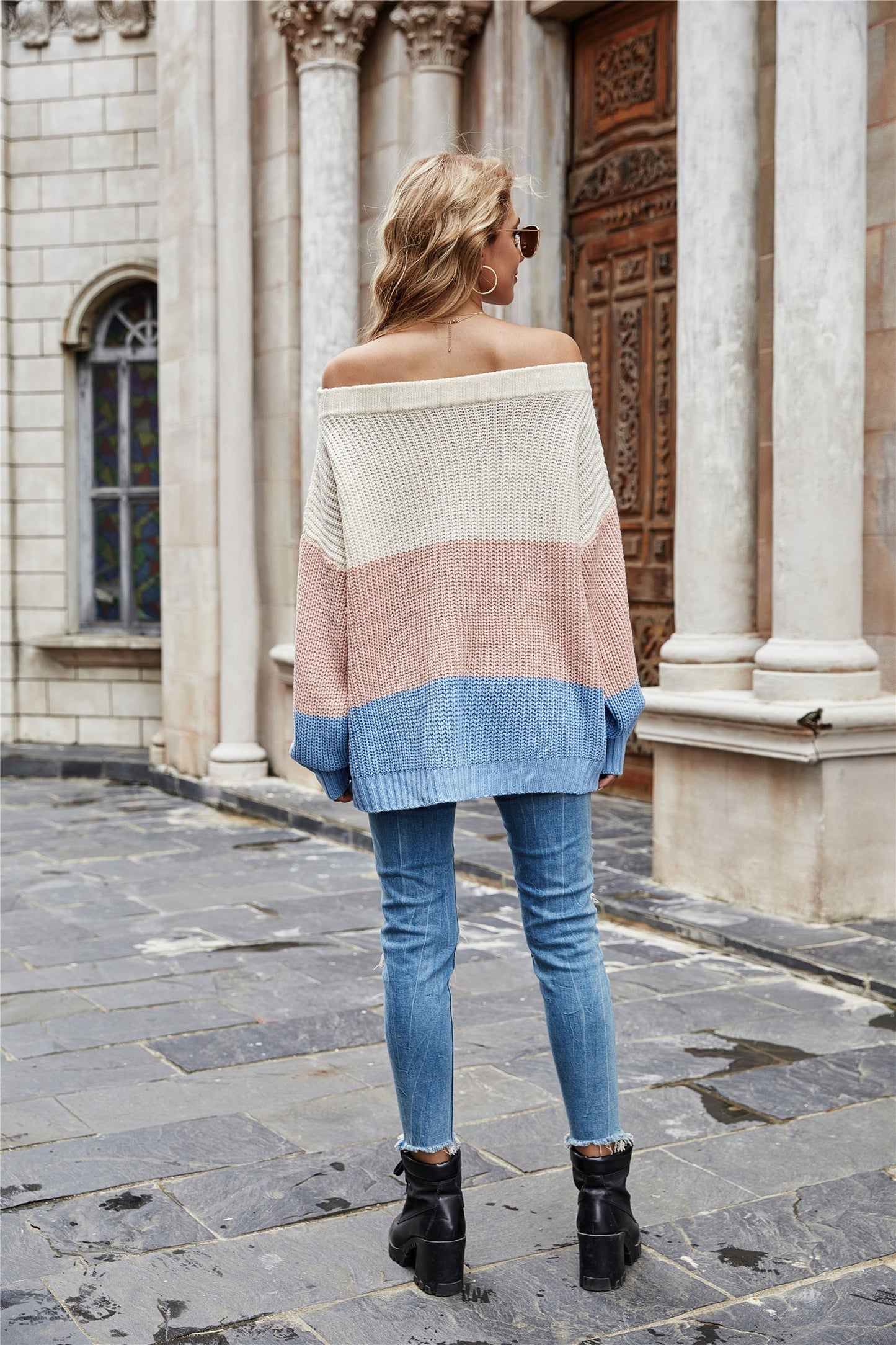 Creamtopmall Thickened One-neck Contrast Sweater