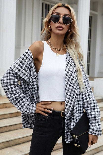 Creamtopmall Loose Plaid Blazer