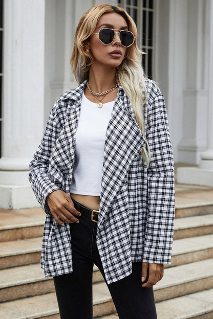 Creamtopmall Loose Plaid Blazer