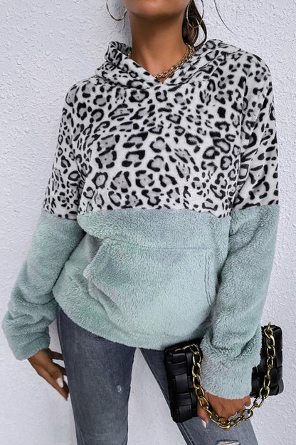 Creamtopmall Leopard Patchwork Hooded Sweater