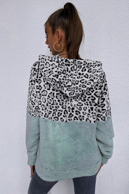 Creamtopmall Leopard Patchwork Hooded Sweater