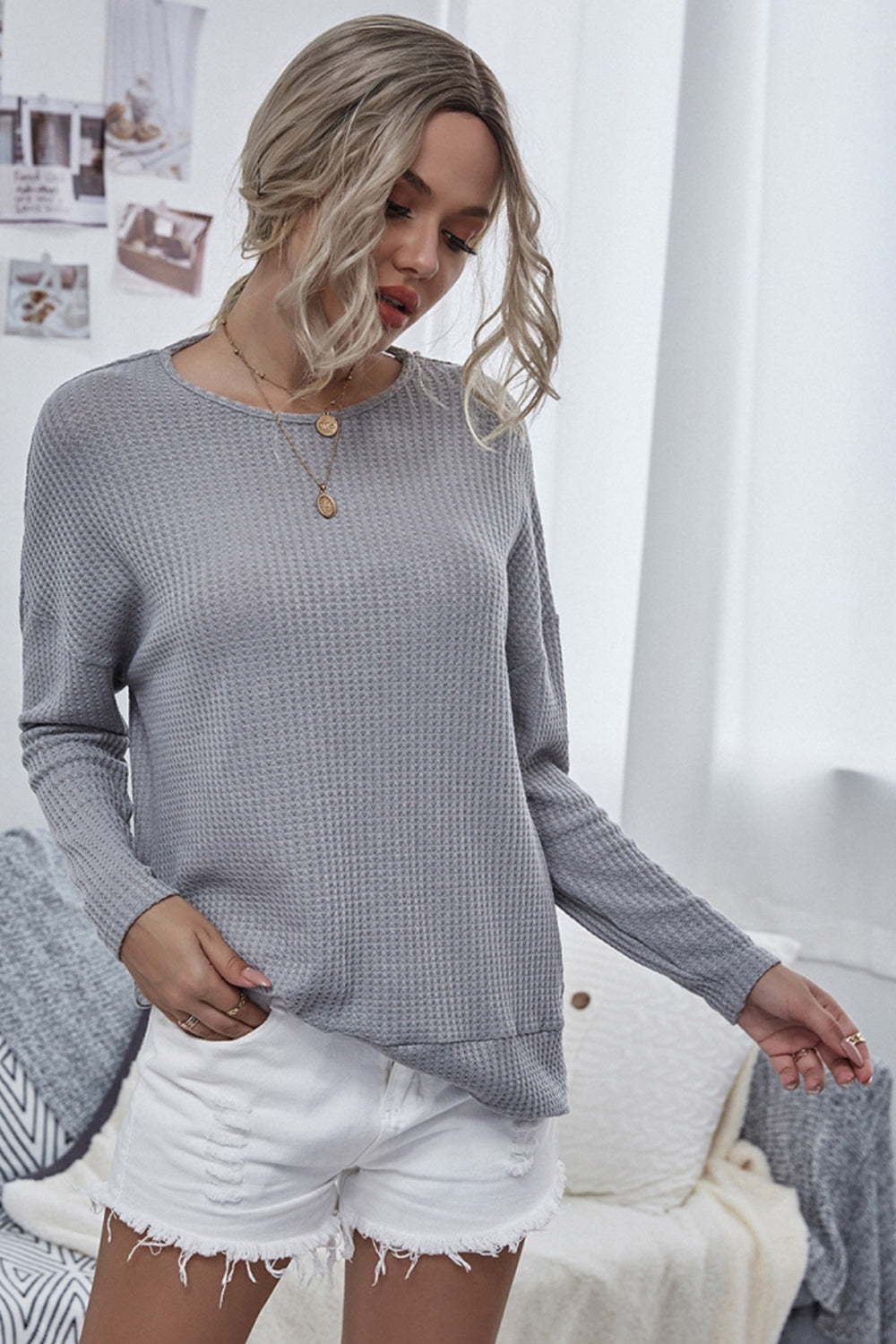 Creamtopmall Round Neck Open Back Sweater