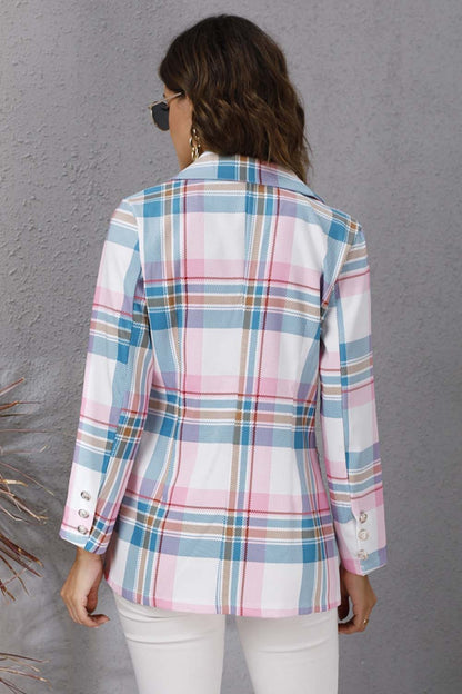 Creamtopmall Colorful Plaid Print Long-Sleeved Blazer