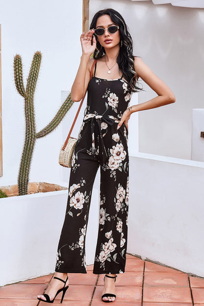 creamtopmall Printed Suspenders Jumpsuit