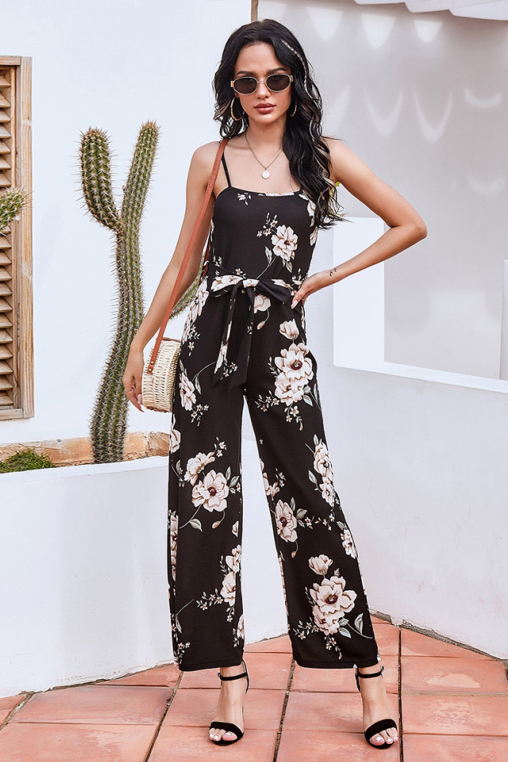 creamtopmall Printed Suspenders Jumpsuit