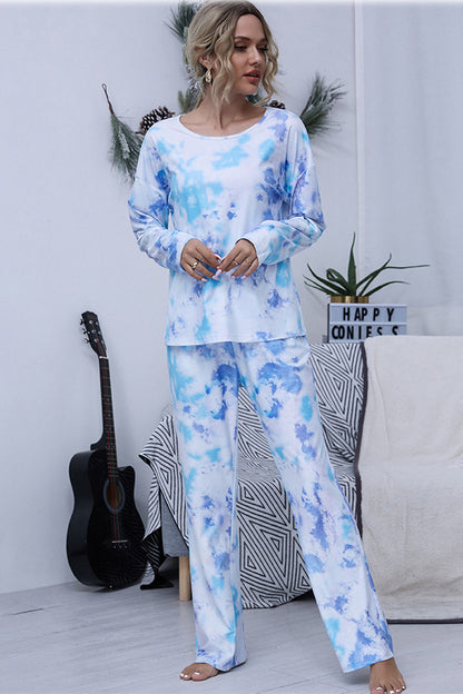 creamtopmall Tie-dye Round Neck Pajamas