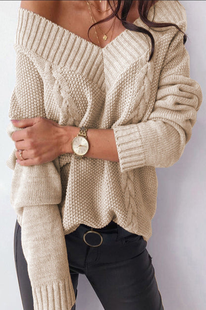 Creamtopmall Deep-V Neck Twist Sweater