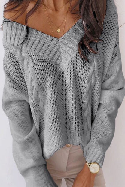 Creamtopmall Deep-V Neck Twist Sweater