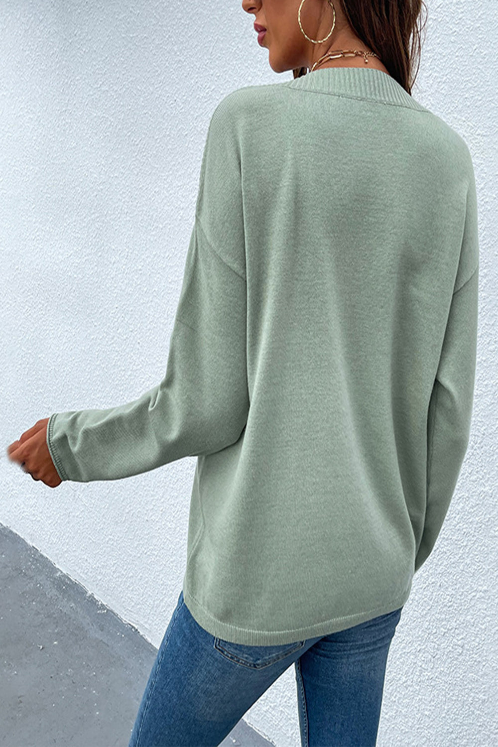 Creamtopmall Solid Color Knit Pullover