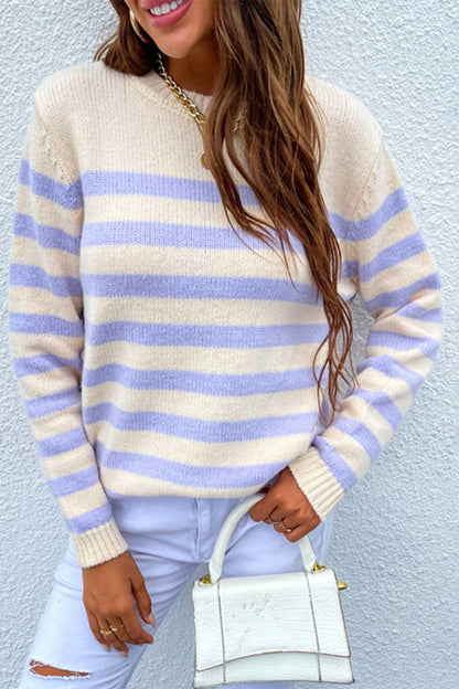 Creamtopmall Contrast Striped Pullover