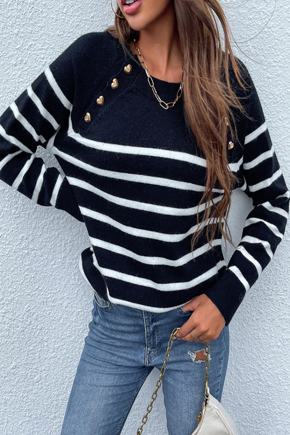 Creamtopmall Striped Knit Pullover