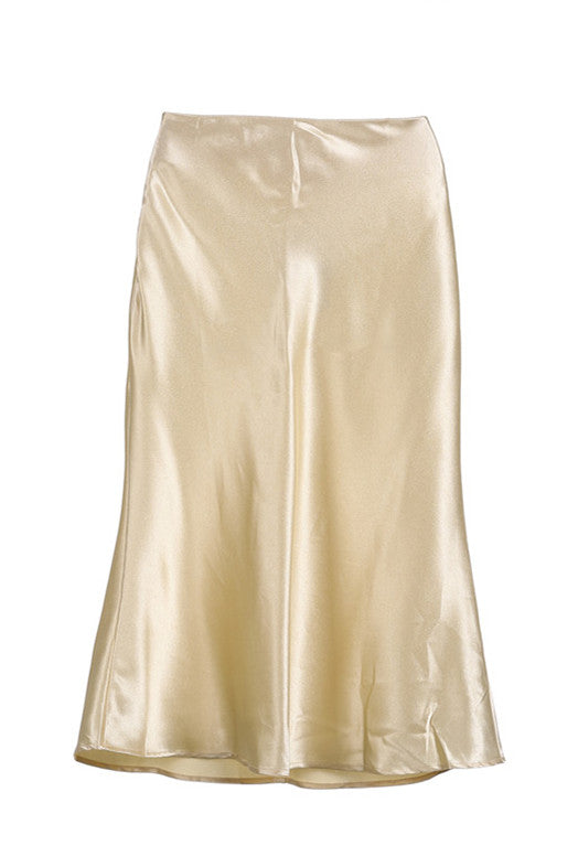 Creamtopmall Solid Shiny Satin Bodycon Skirt