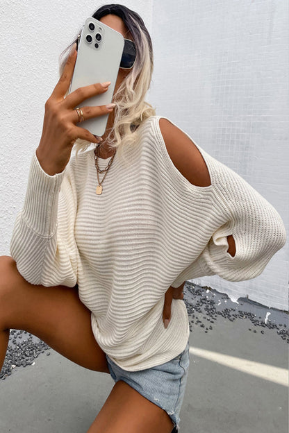 Creamtopmall Bat Sleeve Hollow Knit Sweater