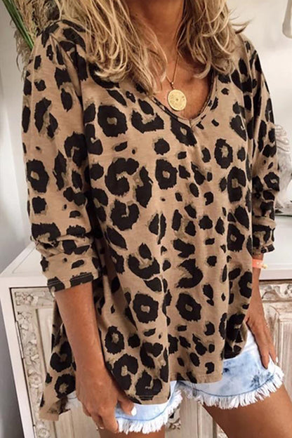 Creamtopmall Leopard Print V-neck Top