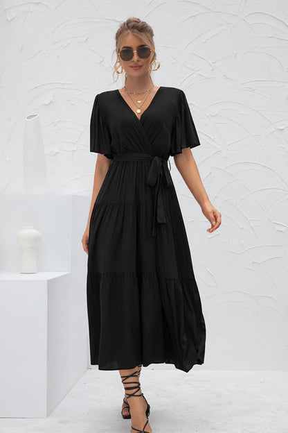 Creamtopmall V-Neck Patchwork Long Dress