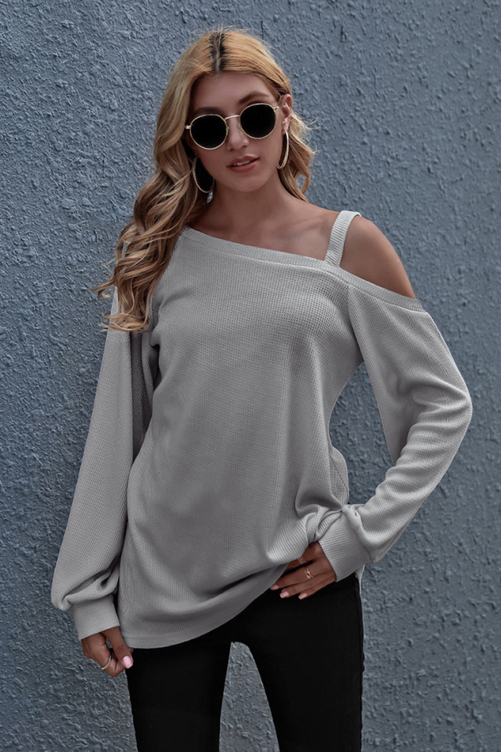 Creamtopmall Off Shoulder Loose Long Sleeve Top