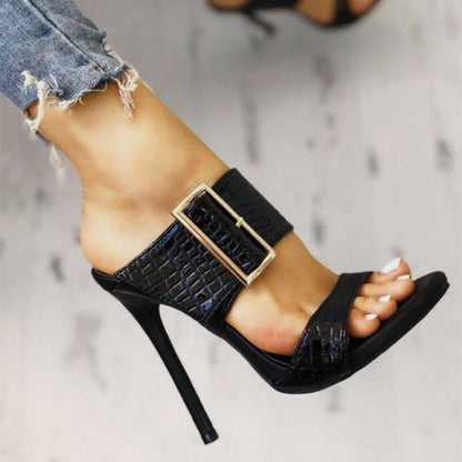 Creamtopmall Back Strap Gladiator Slip-On Heels