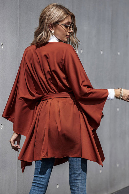 Creamtopmall Bat-Sleeve Strappy Cloak Coat