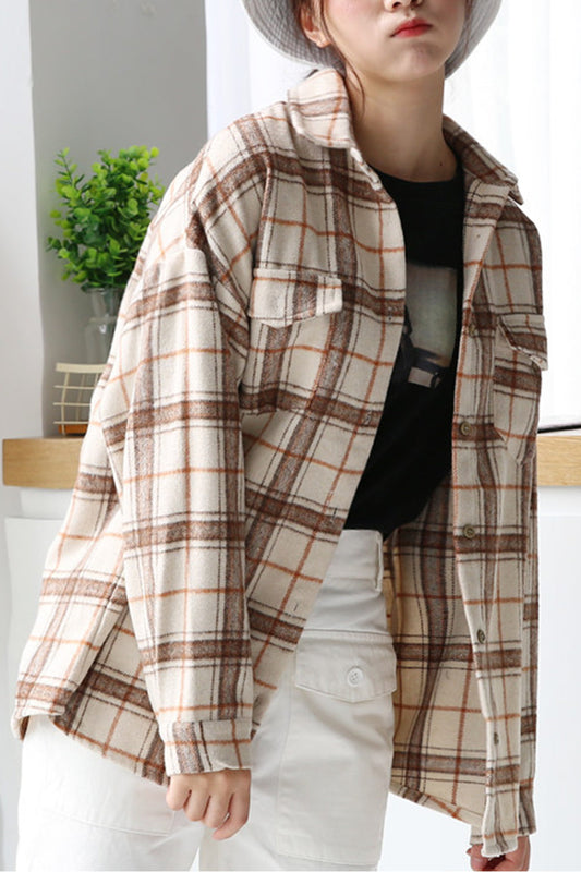 Creamtopmall Woolen Plaid Port Flannel Shirt