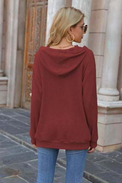 Creamtopmall Hooded Pocket Solid Color Sweater