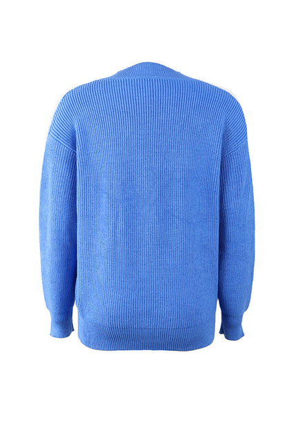 Creamtopmall V-Neck Solid Color Sweater