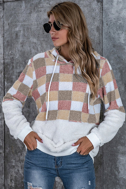 Creamtopmall Large Plaid Loose Hooded Sweater