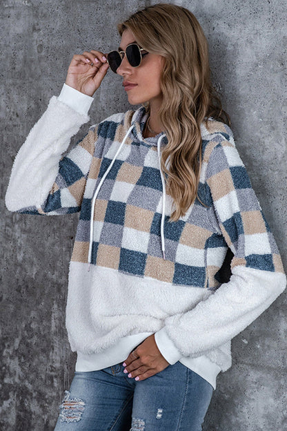 Creamtopmall Large Plaid Loose Hooded Sweater