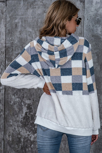 Creamtopmall Large Plaid Loose Hooded Sweater