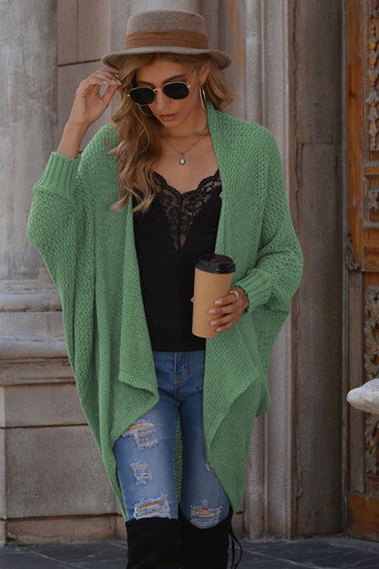 Creamtopmall Solid Color Bat Sleeve Cardigan Knit Sweater