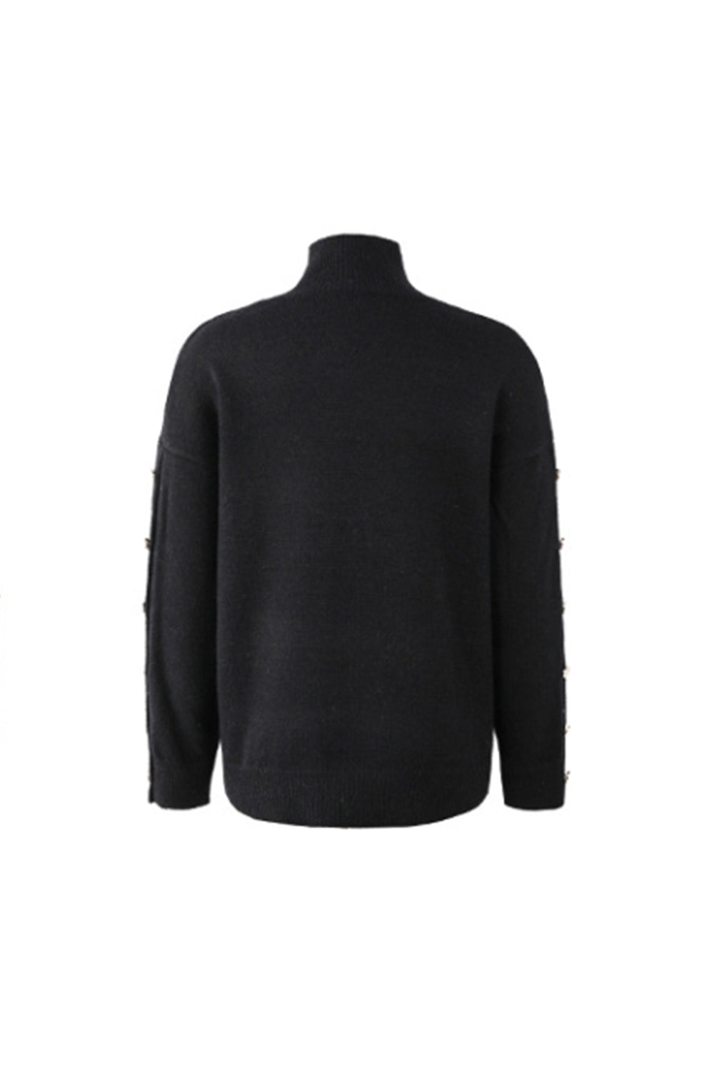 Creamtopmall High Neck Button Knit Sweater