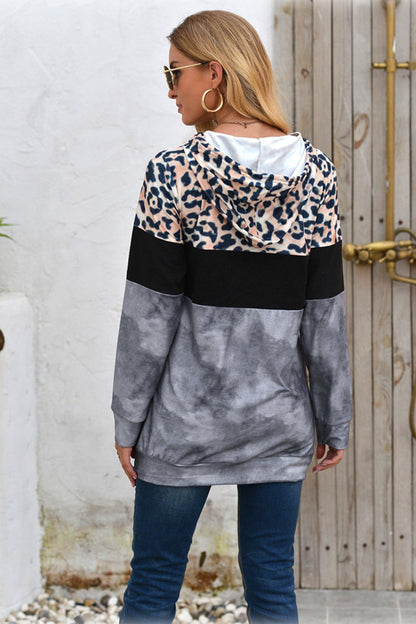 Creamtopmall Leopard Patchwork Hooded Tops