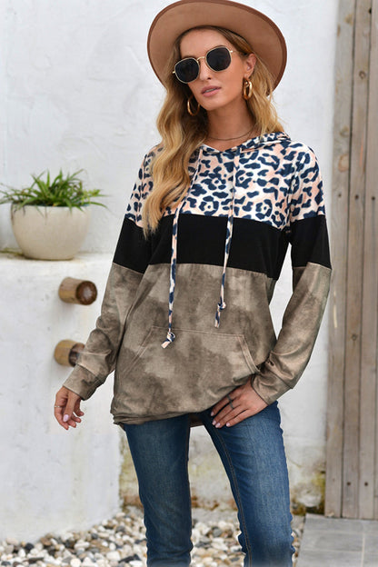 Creamtopmall Leopard Patchwork Hooded Tops