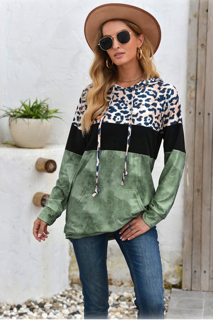 Creamtopmall Leopard Patchwork Hooded Tops