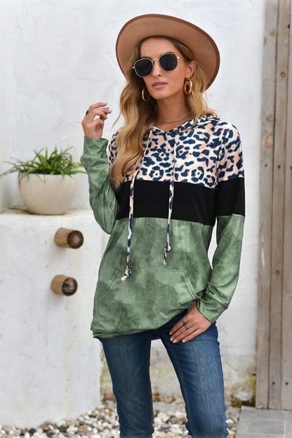 Creamtopmall Leopard Patchwork Hooded Tops