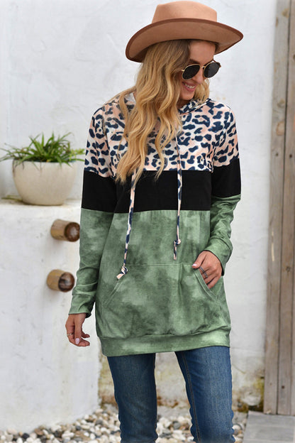 Creamtopmall Leopard Patchwork Hooded Tops